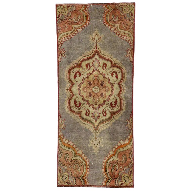 Vintage Mid-Century Turkish Oushak Rug - 2′ × 4′10″ For Sale