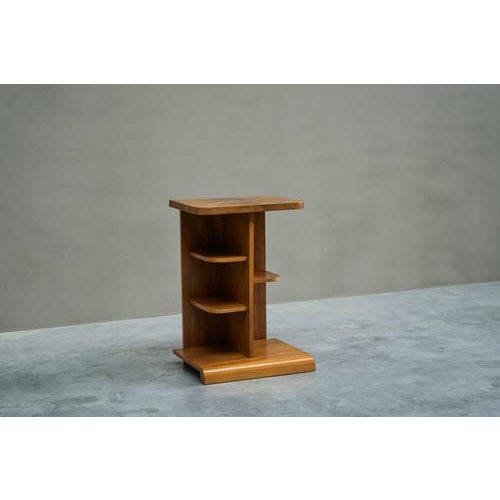 Art Deco Side Table with Shelves in Bookmatched Walnut Veneer, 1920s For Sale - Image 13 of 15
