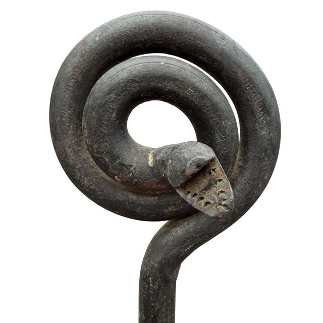 Black Pair of Hand-Wrought Iron Serpent Andirons, Early 20th Century For Sale - Image 8 of 15
