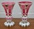Vintage (1950's) Pair of Vases. Heavy. Bohemian Cased Glass in a Cranberry & White Color. Hand Painted. Possibly MOSER??....