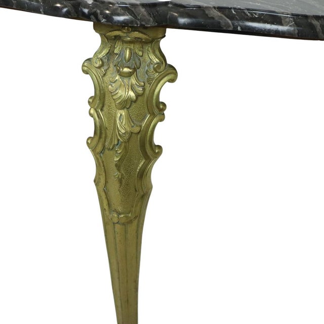 French Marble Console Table with Ornate Brass Legs, 1950s For Sale - Image 11 of 17