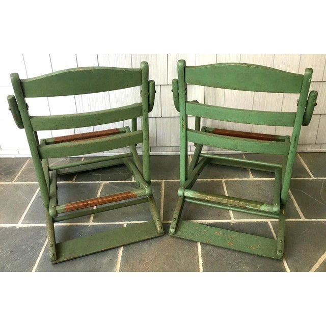 Vintage Wooden Folding Chairs - a Pair For Sale - Image 4 of 10