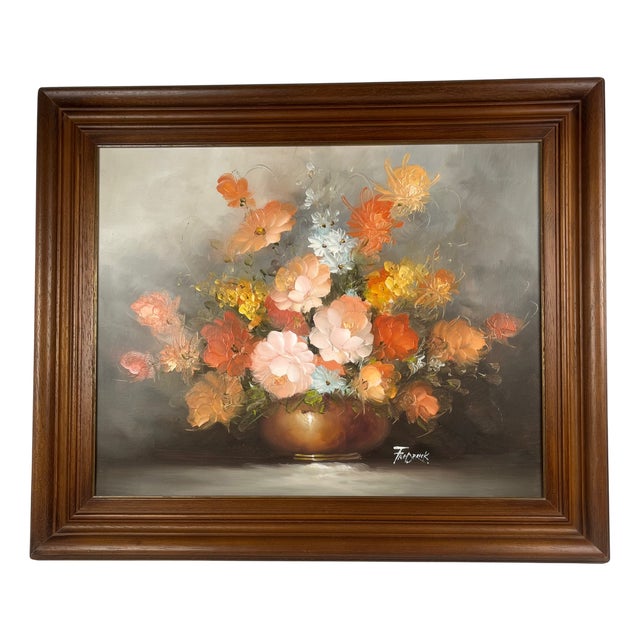 Frederik, Floral Still Life, 1950s, Oil on Canvas, Framed For Sale