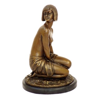 Art Deco Nude Sculpture, Patinated Bronze For Sale