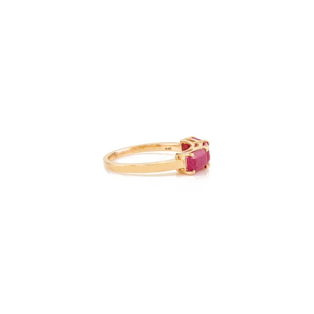 Not Yet Made - Made To Order 2.14 Carat Natural Ruby Three-Stone Band Ring for Her in 14k Solid Gold Size 6 For Sale - Image 5 of 14