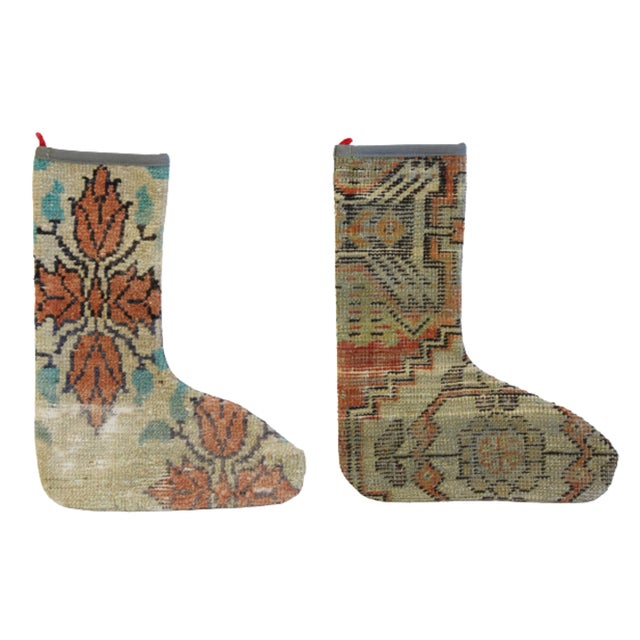 Christmas Holiday Stockings Created From an Antique Turkish Rug - Set of 2 For Sale In Los Angeles - Image 6 of 6