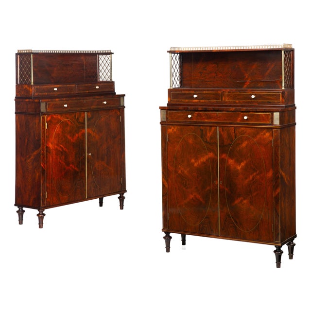 Pair of English Regency Rosewood Bookcase Cabinets Att. John McLean C. 1820 For Sale
