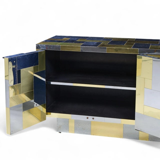 Paul Evans Cityscape Mid Century Chrome and Brass Cabinet Credenza For Sale In Chicago - Image 6 of 8