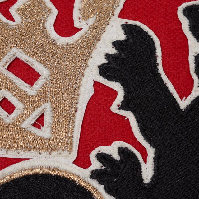 Contemporary Contemporary Schumacher Lionheart Applique Lumbar Pillow in Red Black Gold For Sale - Image 3 of 9