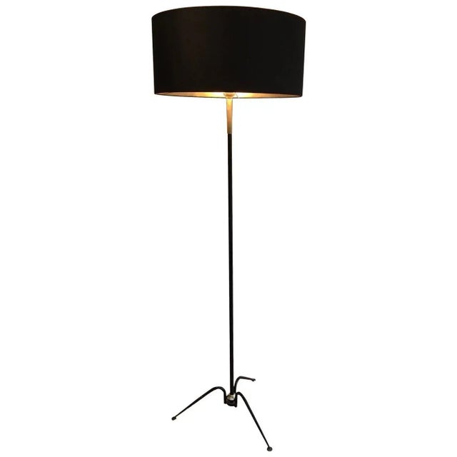 Black Lacquered and Brass Design Floor Lamp, French, circa 1950 For Sale - Image 13 of 13