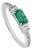14k Gold East-West Zambian Octagon Emerald & Baguette Diamond Ring Size 4 For Sale