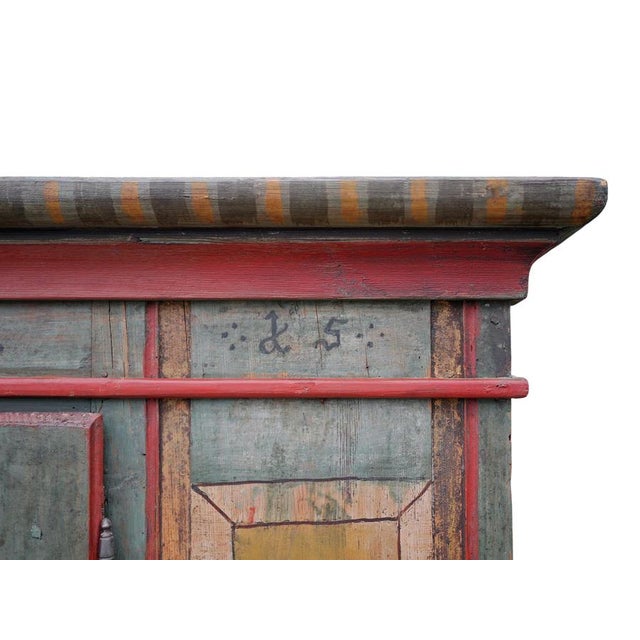 Alpine Blue Floral Painted Cupboard For Sale - Image 6 of 18