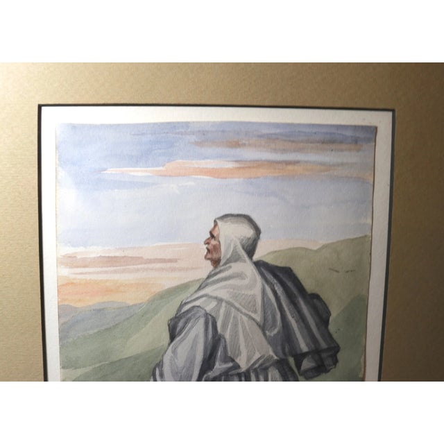 Paint 1930s Original Painted Florence Italian Watercolor Painting Andrea De Sarto For Sale - Image 7 of 12