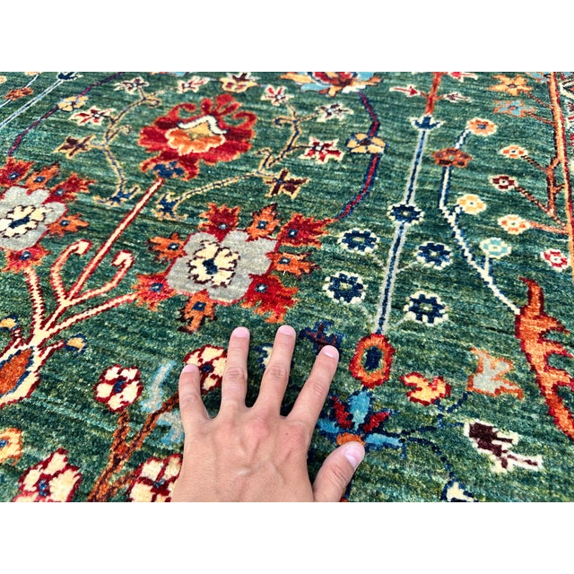 Green Persian Oushak Hand-Knotted Wool Rug - 4'11" X 6'10" For Sale - Image 9 of 10