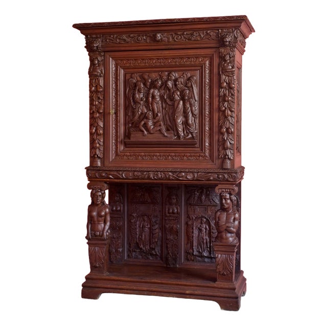 19th Century Renaissance Carved Credenza For Sale