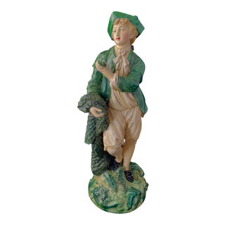 Vintage Borghese Young Fisherman With a Net & Fish Figurine For Sale