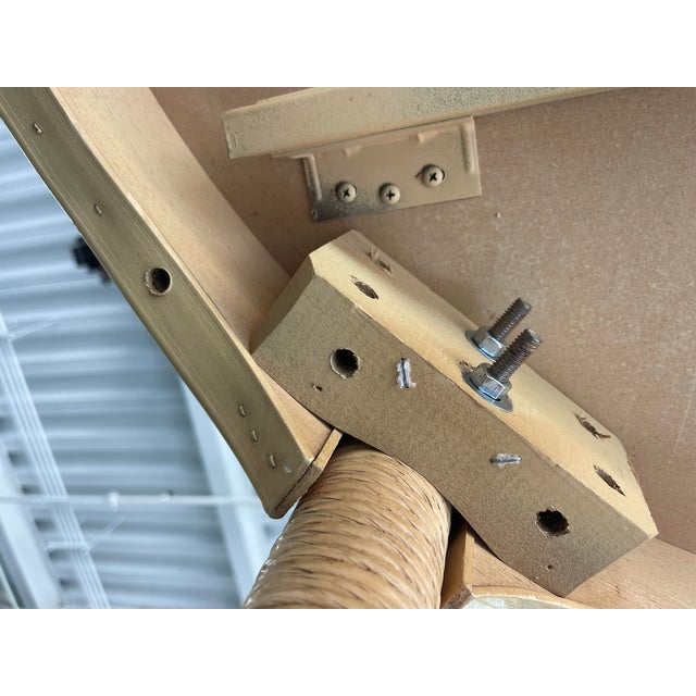 Yellow Vintage 1980s Coastal Rattan Round Dining Table in the Style of Henry Link For Sale - Image 8 of 12