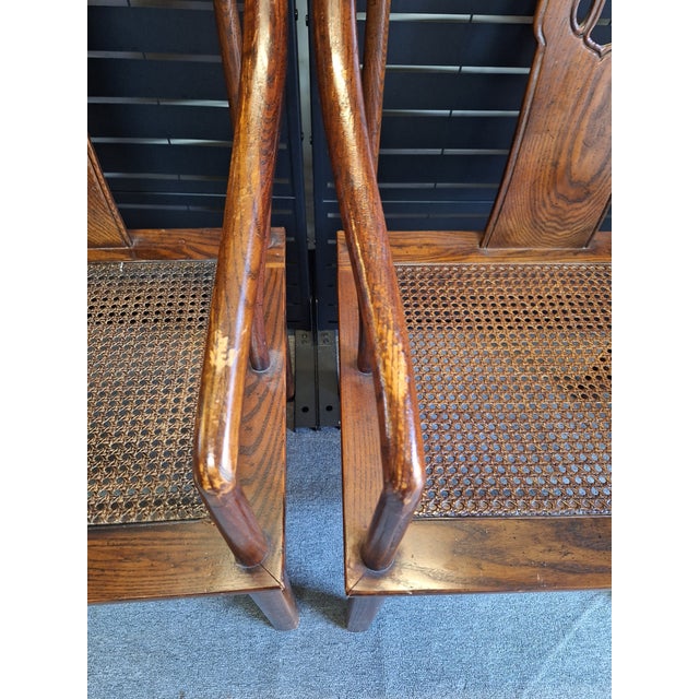 Brown 1980s Henredon Chinoiserie Caned Horseshoe-Back Dining Chairs For Sale - Image 8 of 12