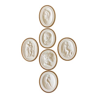 Antique Italian Grand Tour Plaster Intaglios - Set of 6 (Group #13) For Sale