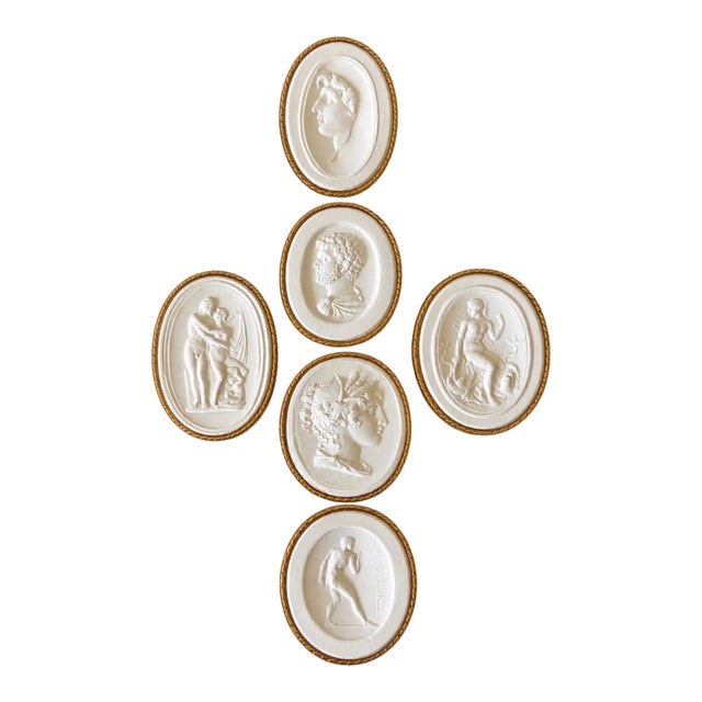 Antique Italian Grand Tour Plaster Intaglios - Set of 6 (Group #13) For Sale