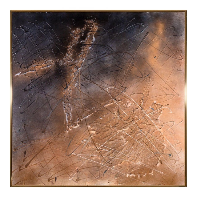 Ellen Loerwald Flashes at Midnight Modern Mixed Media Painting on Board Framed For Sale