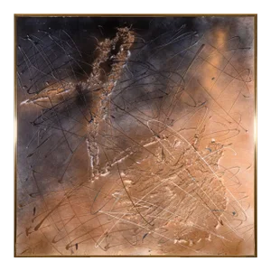 Ellen Loerwald Flashes at Midnight Modern Mixed Media Painting on Board Framed