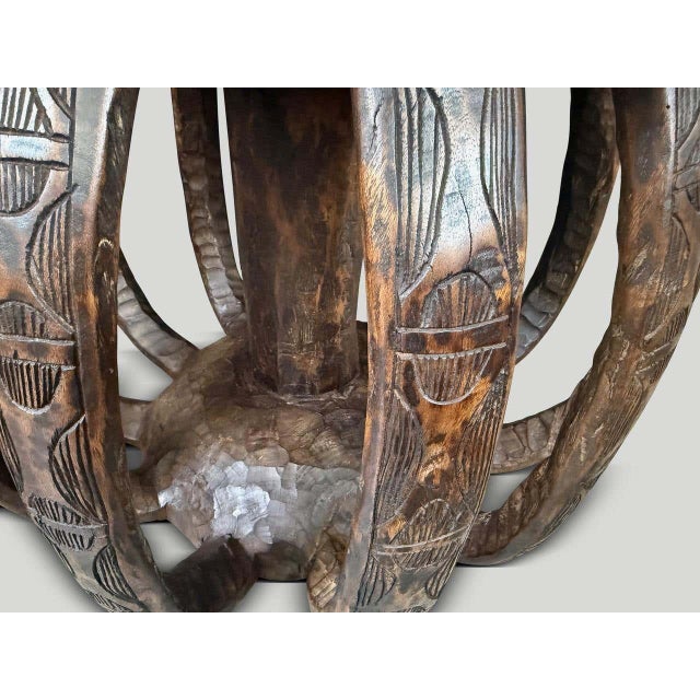 Wabi Sabi African Round Side Table For Sale In New York - Image 6 of 7