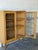 Wood Oak Leaded Glass 2-Door Bookcase Vintage Mid-Century Modern 1970s For Sale - Image 7 of 11