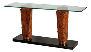 Vintage Console Table in Finely Crafted Wood with Floral Motifs by Pietro Lingeri, 1940s