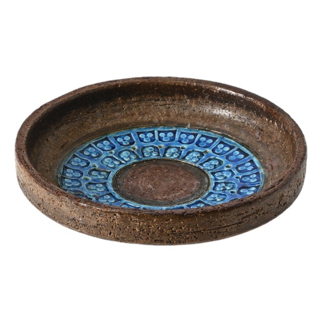 Blue and Brown Trifoglio Bowl by Aldo Londi for Bitossi, 1960s For Sale