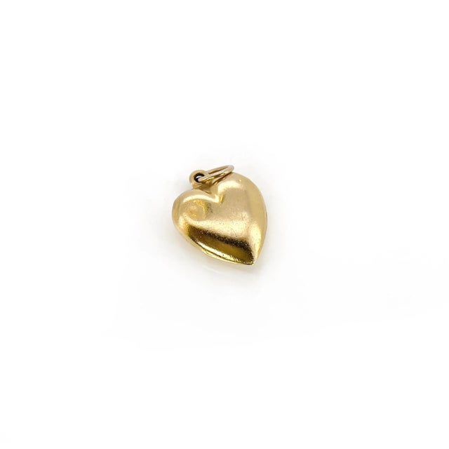 Contemporary Vintage 9k Gold Puffy Heart Charm For Sale - Image 3 of 5