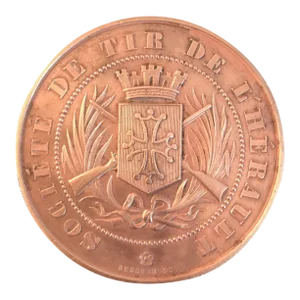 Mid 20th Century Large French Medal Award Coin: Societe De Tir De L’Herault (Shooting Riflery)