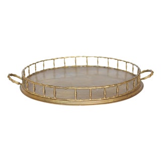 Round Brass Bamboo Tray For Sale