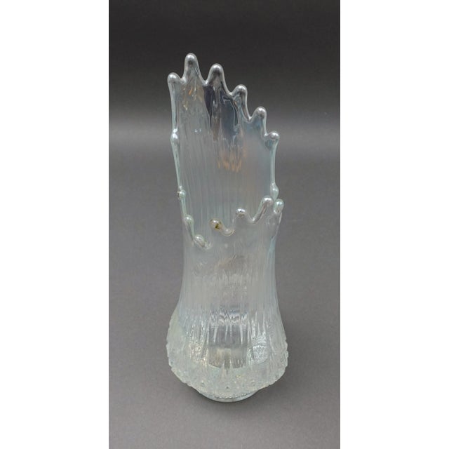 Mid 20th Century Mid 20th Century L.E. Smith Clear Iridescent Carnival Glass Swung Vase For Sale - Image 5 of 9
