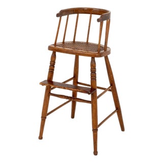 Victorian Cane-Paneled Oak Children's Chair For Sale