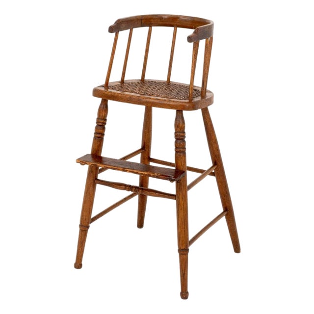 Victorian Cane-Paneled Oak Children's Chair For Sale