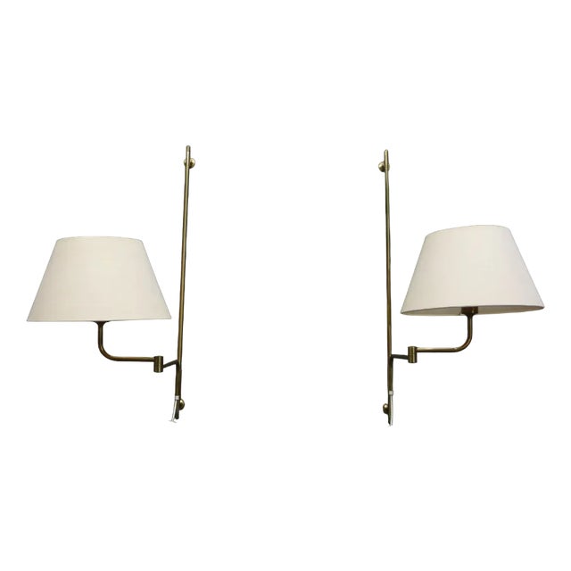 Regency Brass Wall Lamps by Florian Schulz, 1960s, Set of 2 For Sale