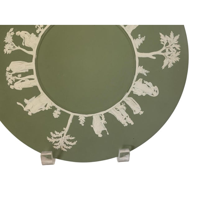 Neoclassical Vintage Wedgwood Jasperware the Muses Sage Green Celadon 9.25" Made in England 1989 For Sale - Image 3 of 5