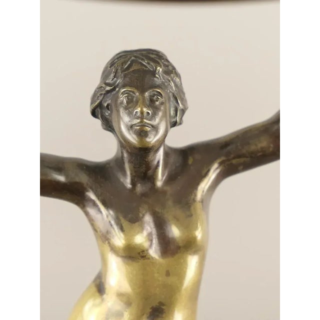 Antique Art Nouveau Daphne Table Lamp in Patinated Bronze, 1890s For Sale - Image 4 of 16