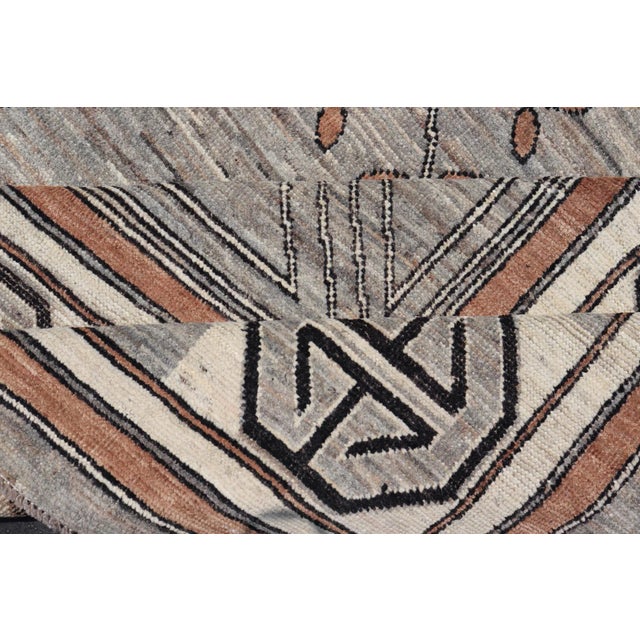 Modern Khotan Rug With Circular Medallions in Shades of Gray, Brown and Yellow 12'8 X 15'1 For Sale - Image 9 of 10