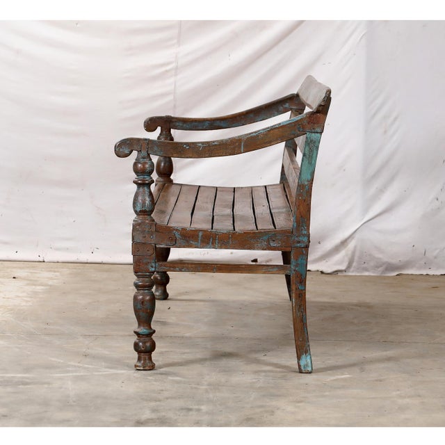 Antique Anglo-Indian Teakwood Bench For Sale - Image 4 of 5