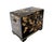 Oriental Hand Painted Black Lacquer Bar Trunk Chest Electric Lift Shelf Inside For Sale - Image 4 of 9