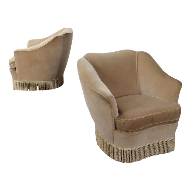 Set of Set of Vintage Armchairs in Foam and Velvet, 1950s For Sale