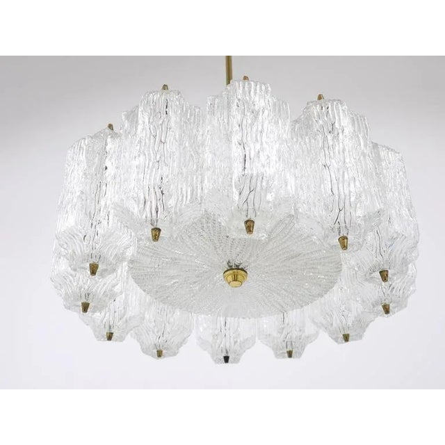 1950s Brass Chandelier with Textured Ice Glass attributed to J. T. Kalmar for Kalmar, Austria, 1950s For Sale - Image 5 of 11