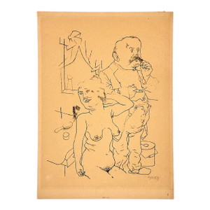 Satirical “Lovesick” Offset Lithograph by George Grosz (1893-1959)