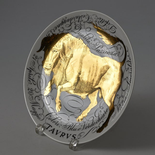 1960s Zodiac Series Taurus Porcelain Plate from Piero Fornasetti, 1960s For Sale - Image 5 of 10
