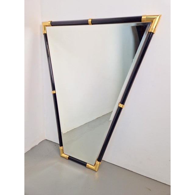 Modern Black Lacquer Metal Triangle Mirror, 1970s For Sale - Image 11 of 14