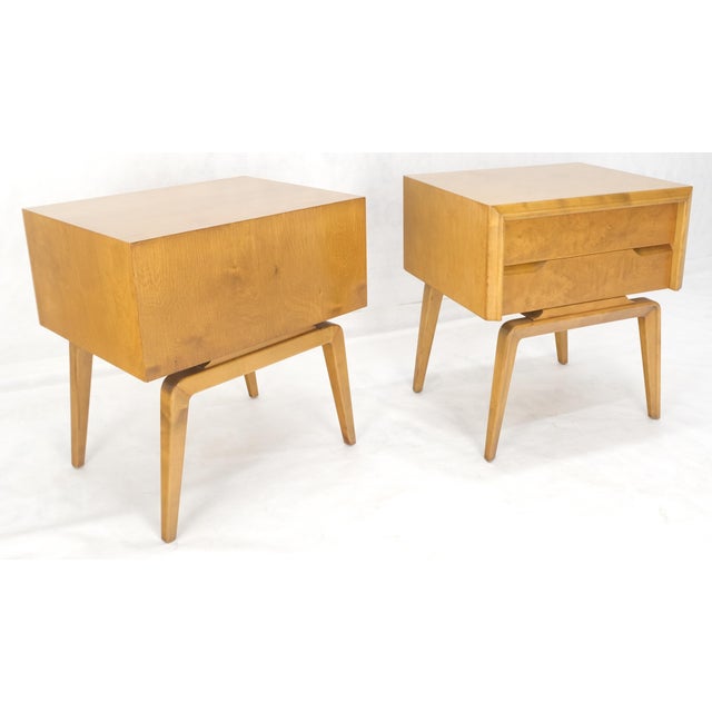 Pair Swedish Edmond Spence 2 Drawer Blond Birch Night Bed Stands Cabinets MINT! For Sale - Image 11 of 16