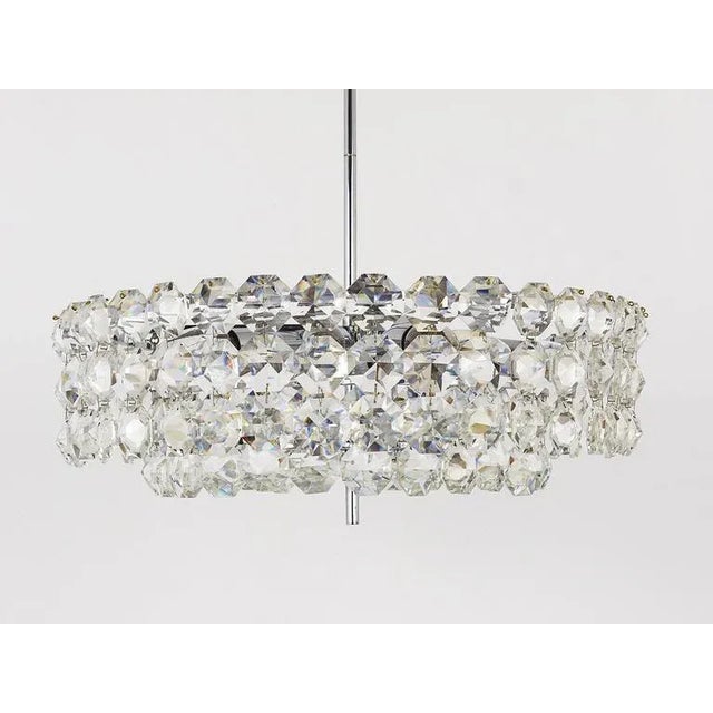 Large Round Chandelier with Diamond-Shaped Crystals from Bakalowits & Söhne, Austria, 1950s For Sale - Image 9 of 11