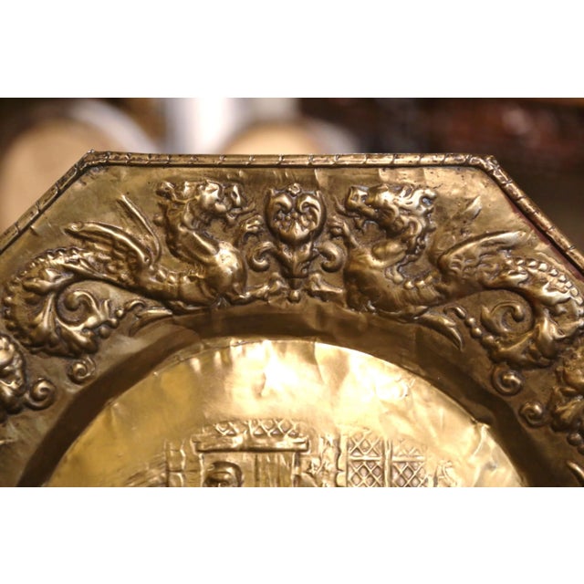 Pair of 19th Century French Repoussé Copper Tavern Scene Wall Chargers For Sale In Dallas - Image 6 of 12